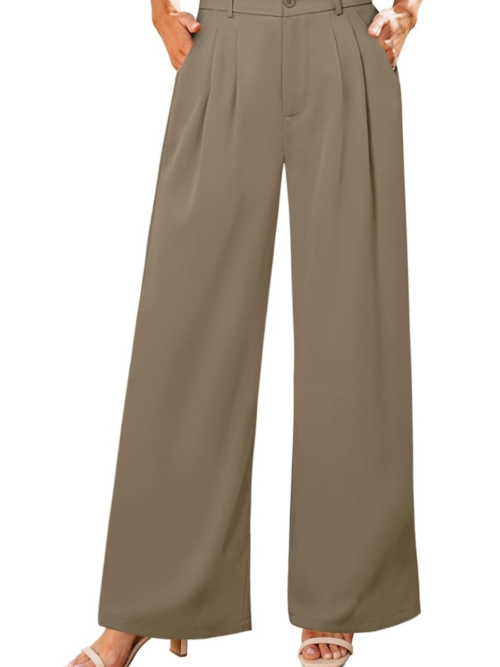 Amazon Wide Leg Trousers in Olive Brown